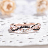 1ct White & Black Round Cut Diamond Infinity Anniversary Band 14k Rose Gold Over