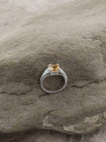 2ct Cushion Cut Yellow Citrine Split Shank Engagement Ring 18k White Gold Finish