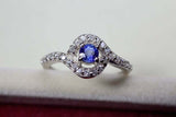 0.45ct Engagement Ring Round Cut Blue Sapphire Swirl Twist 14k White Gold Finish