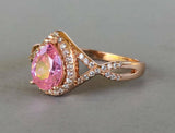 2ct Pear Cut Pink Sapphire Halo Infinity Engagement Ring 14k Rose Gold Finish