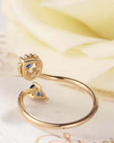 1ct Pear Blue Sapphire Two Stone Open Bypass Engagement Ring 14k YellowGold Over