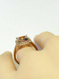 5.5ct Emerald Cut Morganite Exquisite Halo Engagement Ring 14K Rose Gold Finish