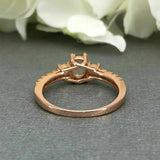 2.5ct Oval Cut Peach Morganite Three Stone Engagement Ring 14k Rose Gold Finish