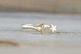0.5ct Round Cut VVS1D Diamond Open Star Engagement Ring 14k Yellow Gold Finish
