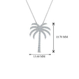 1ct Round Cut VVS1 D Diamond Palm Tree Pendant 14k White Gold Finish NO CHAIN