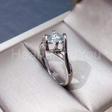 0.5ct Round Cut Moissanite Split Shank Engagement Ring 14k White Gold Plated