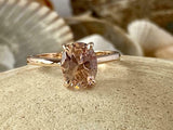 2.5ct Engagement Ring Oval Cut Peach Morganite Solitaire 14k Yellow Gold Finish