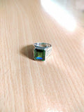 5ct Engagement Ring Green Emerald Cut Wide Solitaire Women 14k White Gold Finish
