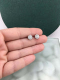 0.45ct Round Cut Diamond Floral Disc Hiphop Stud Earrings 14k White Gold Finish