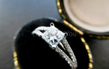 2.2ct Princess Cut Simulated Diamond Split Shank Ring 14k White Gold Plated