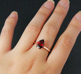 2ct Pear Cut Red Garnet Solitaire Women Engagement Ring 14k Yellow Gold Finish