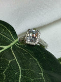 Dual Three Accent Women Engagement Ring 2.2ct Radiant Diamond 14k WhiteGold Over