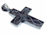 2.5ct Round Cut Black Diamond Jesus Cross Pendant 14k Black Gold Finish NO CHAIN