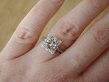 2ct Round Cut Peach Morganite Square Halo Engagement Ring 14K White Gold Over