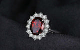 2.2ct Engagement Ring Oval Cut Red Peridot Halo Solitaire 14k White Gold Finish