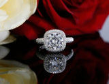 3.3ct Round Cut Diamond Unique Halo High Engagement Ring 14k White Gold Finish