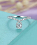 Halo Tiara Engagement Ring 1.3ct Round Cut VVS1D Diamond 14k White Gold Finish