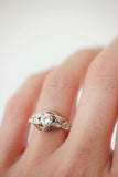 1ct Round Cut Diamond Engagement Ring Leaf Vine Solitaire 14k White Gold Finish
