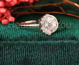 1ct Round Cut Simulated Morganite Crown Minimalist Ring 14k Rose Gold Plated