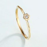0.3ct Round Cut Diamond Engagement Ring Flower Dainty 14k Yellow Gold Finish