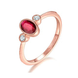 1ct Oval Cut Pink Ruby Engagement Ring Round Accent Trilogy 14k Rose Gold Finish