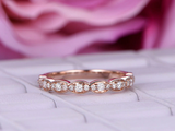 1ct Round Cut Diamond Stackable Half Eternity Wedding Band 14k Rose Gold Finish