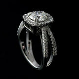 2Ct Round Cut Diamond Halo Split Shank Engagement Ring 18K White Gold Finish