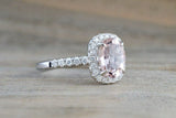 2.2ct Oval Cut Peach Morganite Solitaire Engagement Ring 14k White Gold Finish