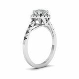 1ct Cushion Diamond Black Accent Solitaire Engagement Ring 14k White Gold Finish
