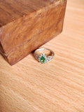 1.3ct Engagement Ring Pear Cut Green Emerald Filigree Drop 14k White Gold Finish