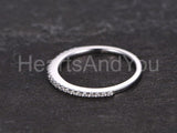 0.15ct Round Cut Moissanite Dainty Minimalist Wedding Band 14k White Gold Plated