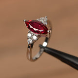 1.4ct Marquise Cut Pink Ruby Fancy Design Engagement Ring 14k White Gold Finish