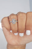 1.6ct Oval Cut Diamond Accents Solitaire Engagement Ring 14k White Gold Finish