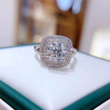 2.3ct Round Cut Moissanite Split Shank Dual Halo Women Ring 14K WhiteGold Plated
