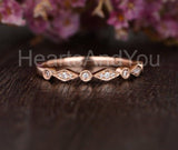 0.5ct Round Cut Moissanite Milgrain Anniversary Wedding Band 14k RoseGold Plated