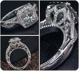 5Ct Round Cut Diamond Exquisite Vintage Solitaire Halo Ring 14K White Gold Over