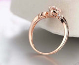 1.6ct Engagement Ring Round Cut Peach Morganite Swirl Twist 14k Rose Gold Finish