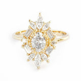 2.5ct Oval Diamond Engagement Ring Art Deco Vintage Inspired 14k YellowGold Over