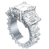 5.5ct Emerald Cut Diamond Iced Cocktail Engagement Ring 14K White Gold Finish