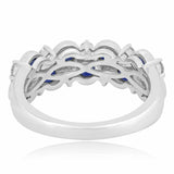 2ct Round Cut Blue Sapphire Cocktail Eternity Wedding Band 14k White Gold Finish