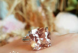 1.5ct Asscher Cut Peach Morganite Engagement Ring 14k White Gold Over Solitaire