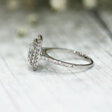 3Ct Asscher Cut DVVS1 Diamond Double Halo Engagement Ring 14K White Gold Finish