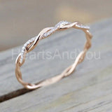 0.2ct Round Cut Moissanite Infinity Women Wedding Band 14k Yellow Gold Plated