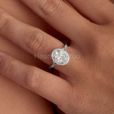 2.2ct Oval Simulated Diamond Halo Milgrain Engagement Ring 14k White Gold Plated