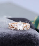 2.2ct Pear Simulated Diamond Half Eternity Band Trio Set 14k Rose Gold Plated