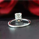 2.3ct Engagement Ring Radiant Diamond Solitaire with Accent 14k White Gold Over