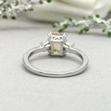 2ct Radiant Cut Peach Morganite Solitaire with Accent Ring 14k White Gold Finish