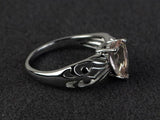 2ct Pear Cut Peach Morganite Filigree Shank Solitaire Ring 14k White Gold Finish