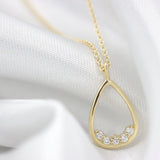 1ct Round Cut Moissanite Teardrop Pendant with Chain 14k Yellow Gold Plated