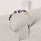 0.3ct Engagement Ring Round Cut Purple Amethyst Solitaire 14k White Gold Finish